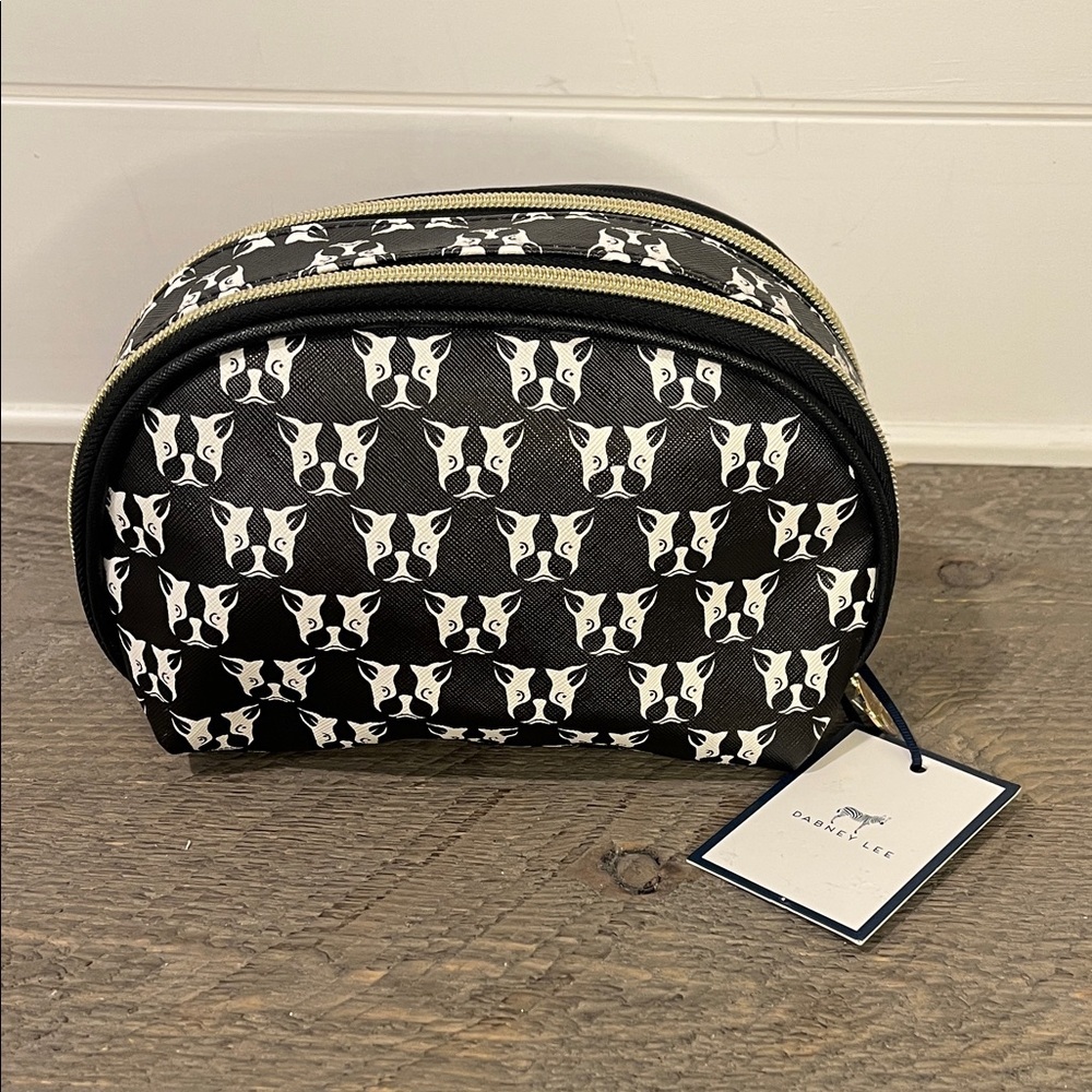 NWT - Dabney Lee - French Bulldogs Double Zippering Clutch Makeup Organizing